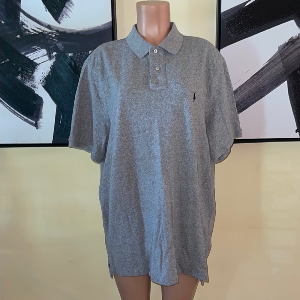 Polo by Ralph Lauren Gray Classic Polo Shirt with Heathered Texture